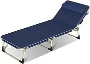 Camping Bed for Adults w/Mattress Portable Folding Cots for Sleeping 68cm Extra Wide Outdoor Camp Bed 4-Position Adjustable Garden Reclining Lounger Supports 150kg