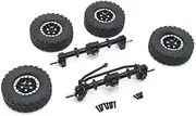 Car Front Rear Axle Set Upgrade Parts for 1/12 RC Car Upgrade Parts Accessories MN78 MN82 MN99S MN98 Metal Fr&on&t and Rear Portal Axle Beadlock Wheel Tire Set Front Rear Axle Scale RC Car(Black)