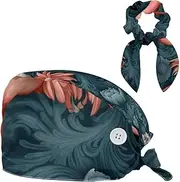 [YTYVAGT] Scrub Caps Women,Scrub Hats Suitable for Women,Flamingo and Tropical Plants