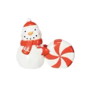 Creative Co-op - Snowman & Peppermint Candy Salt & Pepper Set - XS5270