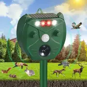 Ultrasonic Animal Repeller, Outdoor Cat Repeller, Deer Repellent Devices with PIR Sensor and 4 Red/White Strobe Lights