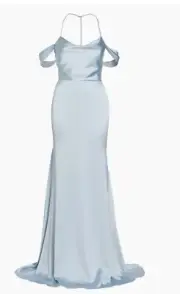 Vera Wang Bride Sz. 4 Saks Exclusive Light Blue Muriel Satin Open-Back Gown