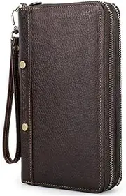 [MVUYO] FMURY Cowhide Casual Men's Handbag with Wrist Strap Zipper Storage Bag