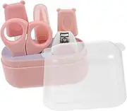Vaguelly 1 Set Nail Care Grooming Kit with Clipper Scissors File Tweezers Ear Safe Durable for Tiny Nails Pink