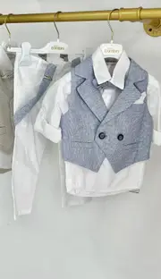 Dolce Bambini - 3 Piece Blue/White Suit