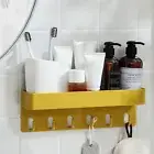 Bathroom Shelf Wall Mounted with Hooks Makeup Wall Shower Shelf Easy to Install