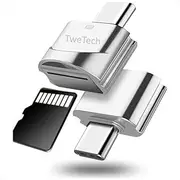 Micro SD Memory Card Reader Adapter, TF, OTG, USB-C Converter, Compatible with Smartphone, Tablet, Laptop, iMac MacBook Mac iPad iPod and Other USB Type-C Devices (Silver)
