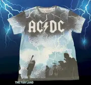 New AC/D All Over Print Lightning Angus Young Vintage Men's T-Shirt