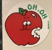 VINTAGE 80s TREND Scratch & Sniff APPLE Scent Stinky Sticker OH,OH, Collectible