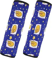 Car Seat Belt Pads 2 Pack Soft Unique Car Safety Seat Belt Strap Shoulder Pad Camera Bag Strap Cover Car Accessories for Adults Youth Kids M Cat Cartoon Dark Blue