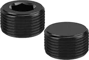2PCS 1NPT Male Thread Allen Head Hex Socket Pipe Plug Fitting, Black Anodized Aluminum Hard Adapter, Automotive Accessories Suitable for Vehicle Fuel Oil Line End Modification
