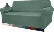 Granbest High Stretch Sofa Covers 3 Seater Super Soft Stylish Couch Covers for Dogs Pets Cats Jacquard Spandex Non Slip Sofa Slipcover for Living Room Furniture Protector (3 Seater, Matcha Green)