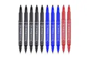 10x Fineliners Dual Nib Markers Drawing Pens Art Pens Washable Water Base Ink Black Blue Red Mix Colours