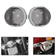 2X Turn Signal Light Bezels Visor Smoke Lens Cover Fit For Harley Dyna Softail