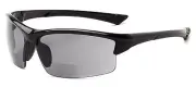 Incredible Bargains Foster Bifocal Sun Wrap Reading Sunglasses Black/Grey +2.50