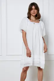 White A Line Dress Short Sleeve Round Neck - Size 14, Women's Fb Tunic Dress