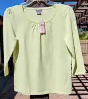 NWT! Ann Taylor Silk Blend 3/4 Sleeve Round Neck Sweater Top Chartreuse M Petite