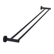 MEIR Round Brass Double Towel Rail - Matte Black - 900mm