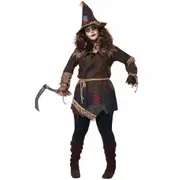 Creepy Scarecrow Monster Evil Horror Halloween Adult Womens Costume Plus