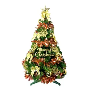 摩達客耶誕-3尺/3呎(90cm)特仕幸福型裝飾綠色聖誕樹 (香檳雙金色系配件)含全套飾品不含燈/本島免運費