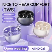 Ear Clip with Wireless Charging Case Hands Free Telephone Driving Bluetooth 5.3 Sports Ergonomic Design Stereo for Workout