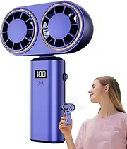 Portable Hand Fan,Electric Hand Fan - Two Head Cooler with Rechargeable 5-Speed Lightweight for Festival Outdoor Hiking Travel Beach Camping Sports School Gym