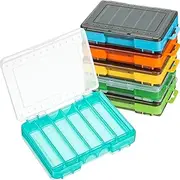 Junkin 6 Pcs Double Sided Fishing Lure Box 12 Compartments Tackle Box Organizers and Storage Plastic Waterproof Storage Case Container Visible Tackle Storage Trays for Bait Squid Jig Minnows Hooks