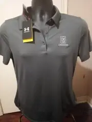 NEW Under Armour PGA Tour Gray Polo Shirt Womens Medium M World Golf UPF 50