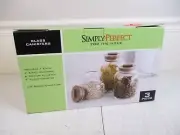 3-Piece Kitchen Canister Set Clear Glass w/Bamboo Wood Lids NEW