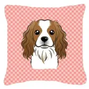 Carolines Treasures BB1224PW1414 Checkerboard Pink Cavalier Spaniel Fabric De...
