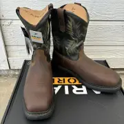 Ariat Sierra Steel Toe Mens Sz 10 D Dark Brown Pine Green Wide Square Work Boots