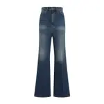 [Victoria Beckham] Victoria Beckham-Broken Vintage Washed Blue Cotton Wide Leg Kick Jeans-Donna 28 JEANS