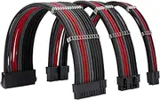 FormulaMod Sleeve Extension Power Supply Cable Kit 18AWG ATX 24P+ EPS 8-P+PCI-E8-P with Combs for PSU to Motherboard/GPU Fm-NCK3 (Black Grey Red)