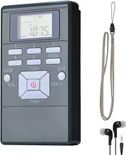COVVY Portable FM Stereo Radio with Earphone, Pocket Size Digital Tuning FM Transistor Radio with Large LCD Screen, Lock Function, Station Memory Function - Power by 2 AAA Batteries