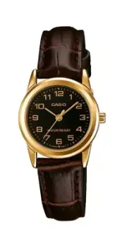 New Genuine Casio Watch gold case numbers ladies leather band with box LTPV001GL