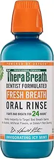 TheraBreath Oral Rinse Mouthwash - Fights Bad Breath - Dentist Formulated - Alcohol-free - Oral Hygiene Products - Dental Care - Icy Mint Flavour - 473ml