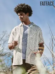 FatFace Grey Short Sleeve Beeble Geo Print Shirt (AG8956) | $102