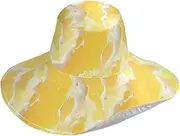 [Yoogain] Marble Bright Yellow Foldable Floppy Beach Hats for Women for Sport Decorative hat uv Protection for Men Sun Protection Gorra la para Mujer, Marble Bright Yellow, One Size
