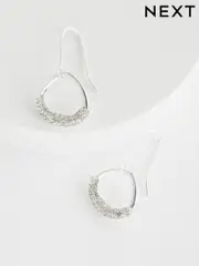 Silver Tone Open Teardrop Earrings (N74818) | $17
