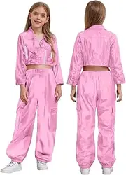 [iiniim] Kids Boys Girls Athletic Jogger Pants Set 2-Piece Gym Workout Modern Dance Clothes Hip Hop Jazz Dancewear