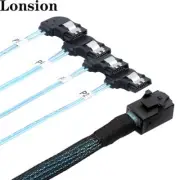 MINI SAS HD SFF-8643 to 4 Ports SATA Left Angle Connection Cable for Servers
