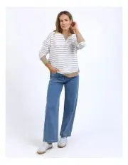 [Foxwood] Simplified Crew Stripe Jumper in White
