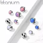 1 Pc Implant Grade Titanium Internally Threaded Opal Set Top Parts Lip Eyebrow