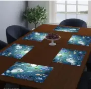 PVC Printed Rectangular Dining Table Hot Vessels Placemats Set of 6 Pieces