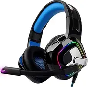 Gaming Headset - August EPG100L - Stereo Surround Sound Noise Cancellation Wired Headphones with Adjustable Microphone and RGB Light Compatible PC Mac Tablets Phones