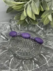 Bridal Formal Wedding Purple Beaded Side Comb Silver 3.5” Hair Accessories New