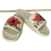 Gucci Women's Slide Sandals Wpursuit LTH Logo Hawaii Flower Ivory Sz 36 DM26