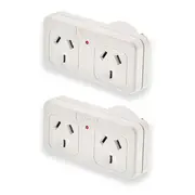 2x Sansai Right Hand Standard 10A Flat Panel Double Adaptor/Adapter AU/NZ Plug