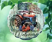 10" Welcome Tractor American Flag USA Wind Spinner Yard Decor 3D Kinetic rws101