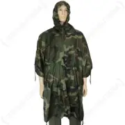 Woodland Rip Stop Poncho - Camping Military Army Waterproof Hiking Camo